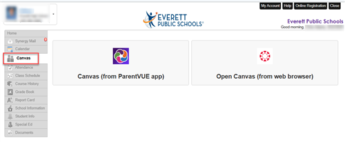 Photo of Canvas access via ParentVUE